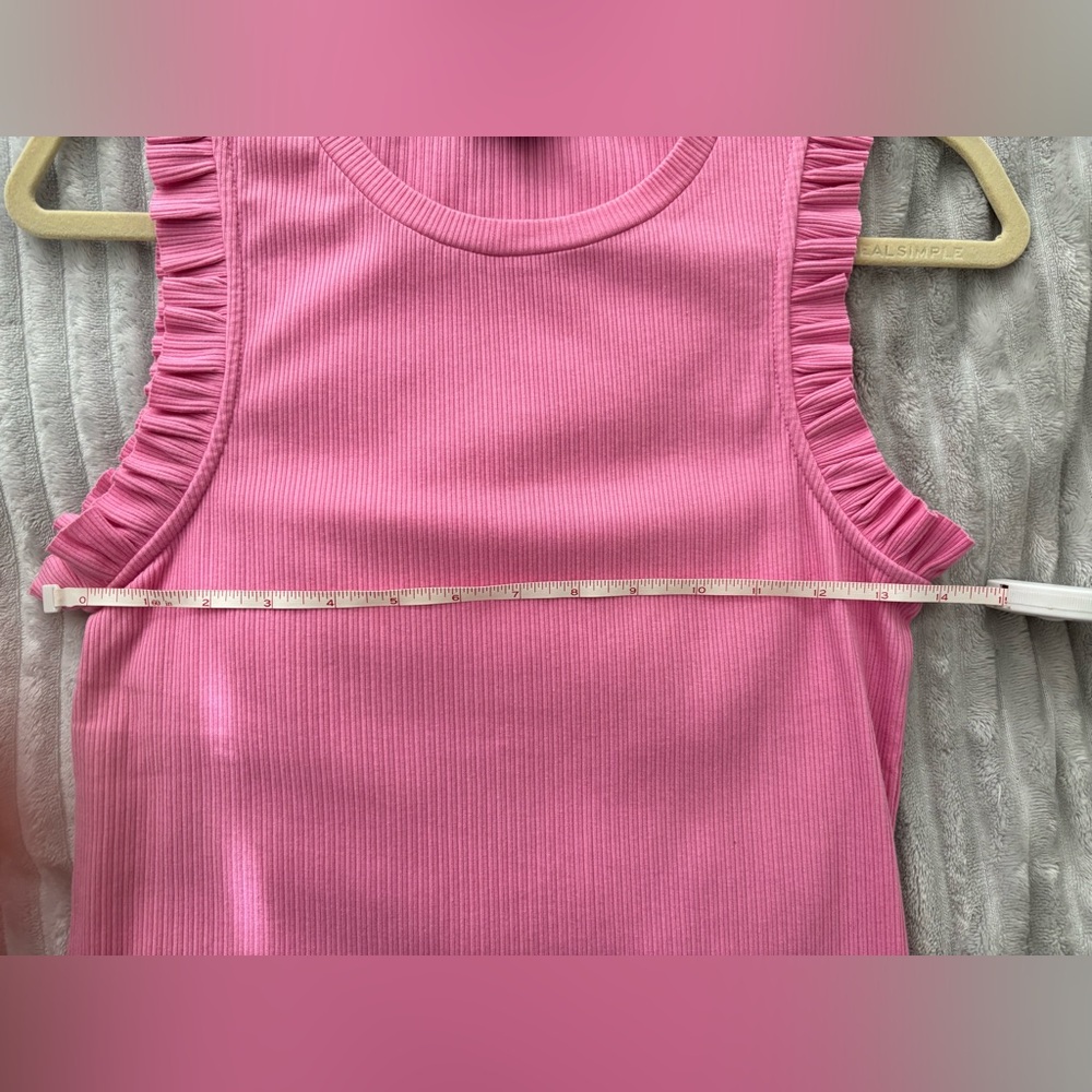 EUC J Crew Pink Ruffle Tank Top - Picture 6 of 8